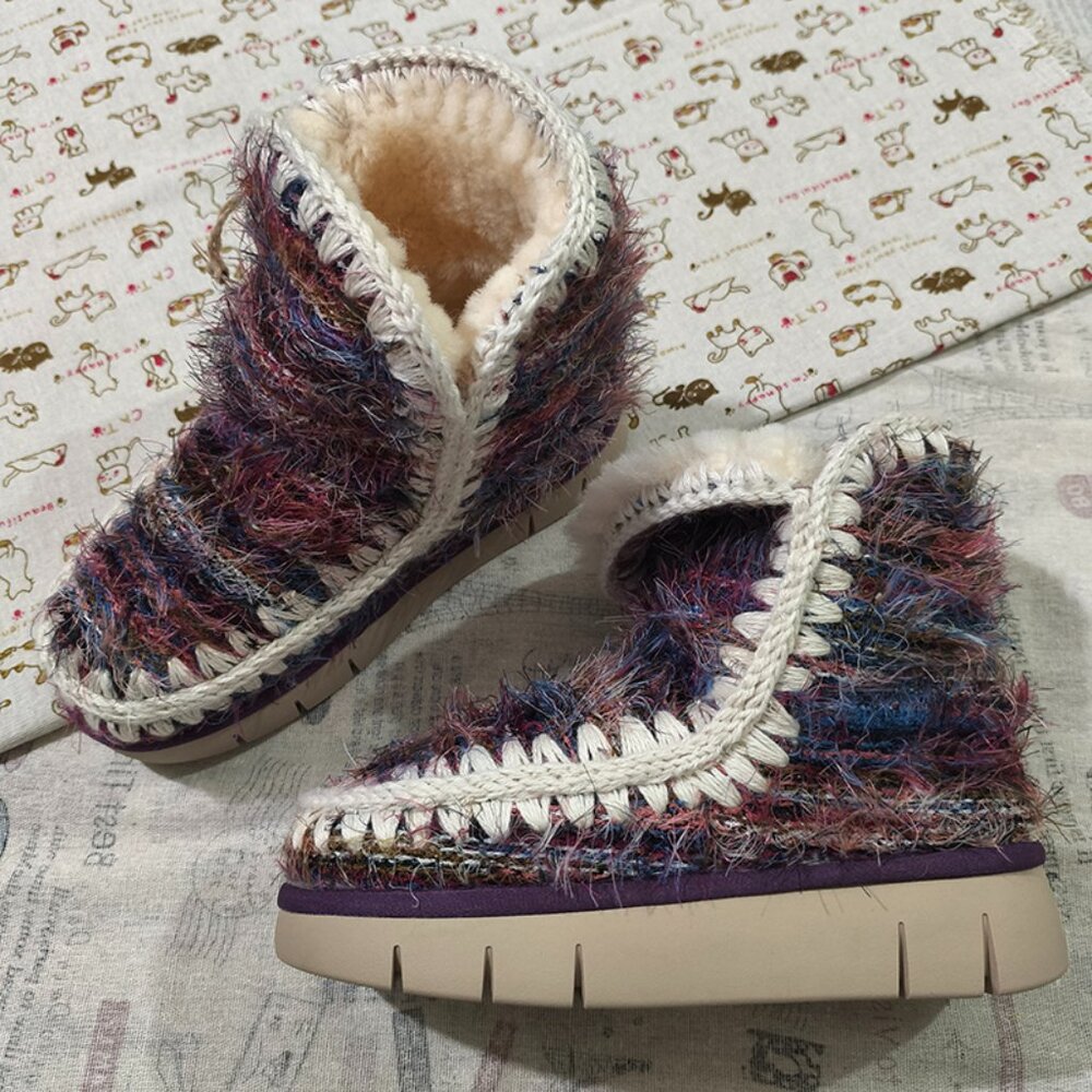 Mou Colorful Blended Plush Snow Boots